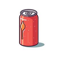 Bright red can with a droplet design and refreshing beverage concept vector