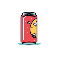 Bright orange soda can with playful design on white background vector