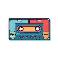 Retro cassette tape design in vibrant colors and geometric shapes vector