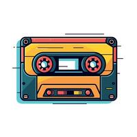 Colorful retro cassette tape design with dynamic elements vector