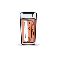 Refreshing brown drink in a glass with ice cubes vector