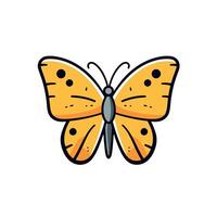 Bright yellow butterfly with black spots on white background vector
