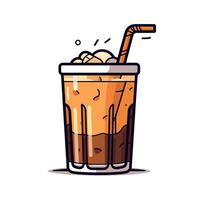 Refreshing cold beverage with ice and whipped cream on top vector