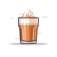 Warm beverage in a glass with steam rising on a minimalist background vector