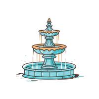 Decorative three-tier water fountain design in tranquil setting vector
