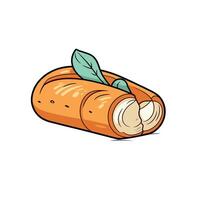 Freshly baked bread roll with a hint of green herbs vector