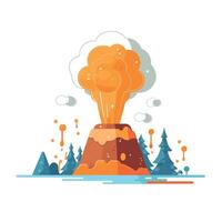 Vibrant illustration of an erupting volcano in nature vector
