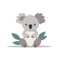 Cute koala character with leaves in a minimalist design vector