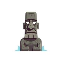 Moai statue standing proud amidst gentle waves in serene setting vector
