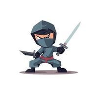 illustration of a ninja holding swords in an action pose vector