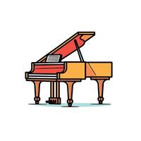 Grand piano with red lid in a minimalist setting showcases elegance and musical artistry vector