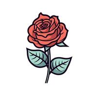 Red rose with green leaves on plain background highlights beauty of nature's creation vector
