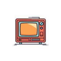 Vintage television set in vibrant orange color showcasing a retro design and classic features vector