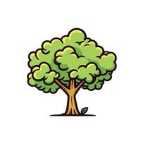 Vibrant green tree illustration in a cheerful and playful design style vector