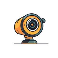 Vintage style camera with a colorful design resting on a flat surface vector
