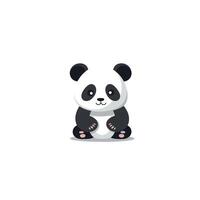 Cute panda character sitting and holding its paws in a simple background setting vector