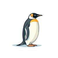 Cute emperor penguin standing on ice in a simple, colorful design vector