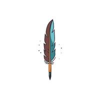Colorful quill pen contrasts with a simple background for artistic expression vector