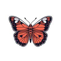 Bright orange butterfly displaying intricate wing patterns against a white background vector