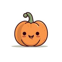 Smiling cartoon pumpkin with a friendly expression on a light background vector