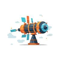 Futuristic telescope design featuring vibrant colors and sleek lines in a cartoon style vector