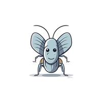 Cartoon style insect with a friendly face and large wings set against a simple background vector