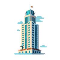 Modern skyscraper with flag in a clear sky showcasing urban architecture vector