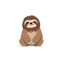Cute cartoon sloth happily sitting with a friendly expression in minimalistic style vector