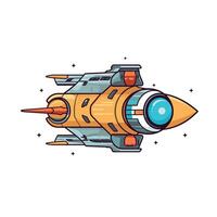 Rocket ship design in vibrant colors soaring through the cosmos vector