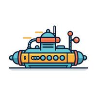 Colorful submarine illustration with retro design and unique features vector