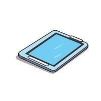 Modern tablet device resting on a surface showcasing a sleek design and vibrant display vector