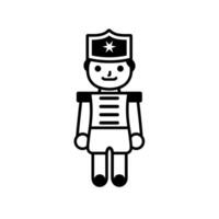 Toy soldier character in a simple design with a cheerful expression and uniform vector