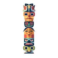 Colorful totem pole featuring indigenous art and designs in a vibrant style vector
