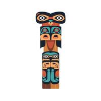Indigenous totem pole showcasing intricate designs and vibrant colors in traditional art form vector