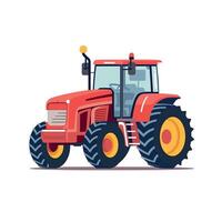 Red tractor ready for agricultural work on a sunny farm vector