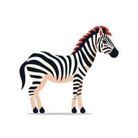 Zebra with a vibrant red mane standing in a playful pose vector