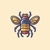 Colorful illustration of a bee with detailed patterns and vibrant colors vector