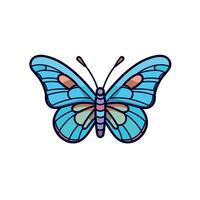 Colorful blue butterfly with intricate patterns perched on a flower in bright daylight vector
