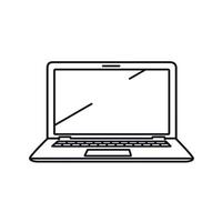 Simple outline of a laptop computer on a white background for design concepts vector