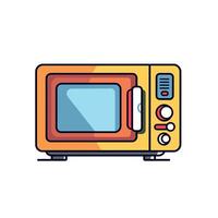 Brightly colored microwave resting on a countertop in a modern kitchen setting vector