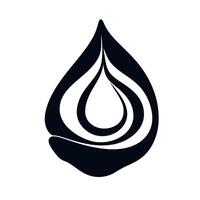 Stylized black water droplet logo design depicting fluidity and nature vector