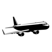 Elegant silhouette of an airplane in flight above cloudless sky captured during daytime vector