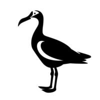 Black and white silhouette of a bird standing on one leg against a light background vector
