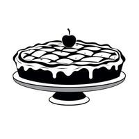 Delicious pie with cherry topping displayed on a cake stand vector