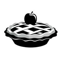 Apple pie with a lattice crust and an apple on top displayed in a minimalist style vector