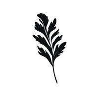 Black silhouette of a decorative leaf used in design and art projects vector