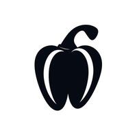 Black silhouette of bell pepper on a plain background showcasing its unique shape and design vector