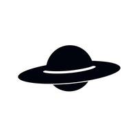 Black silhouette of a planet with rings against a light background vector