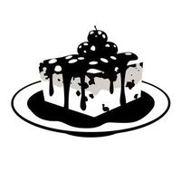 Delicious chocolate dessert served on a plate with creamy toppings and a drizzle of sauce vector