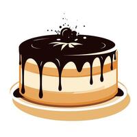 Delicious cake with chocolate drizzle and caramel layer showcasing artistry in dessert making vector
